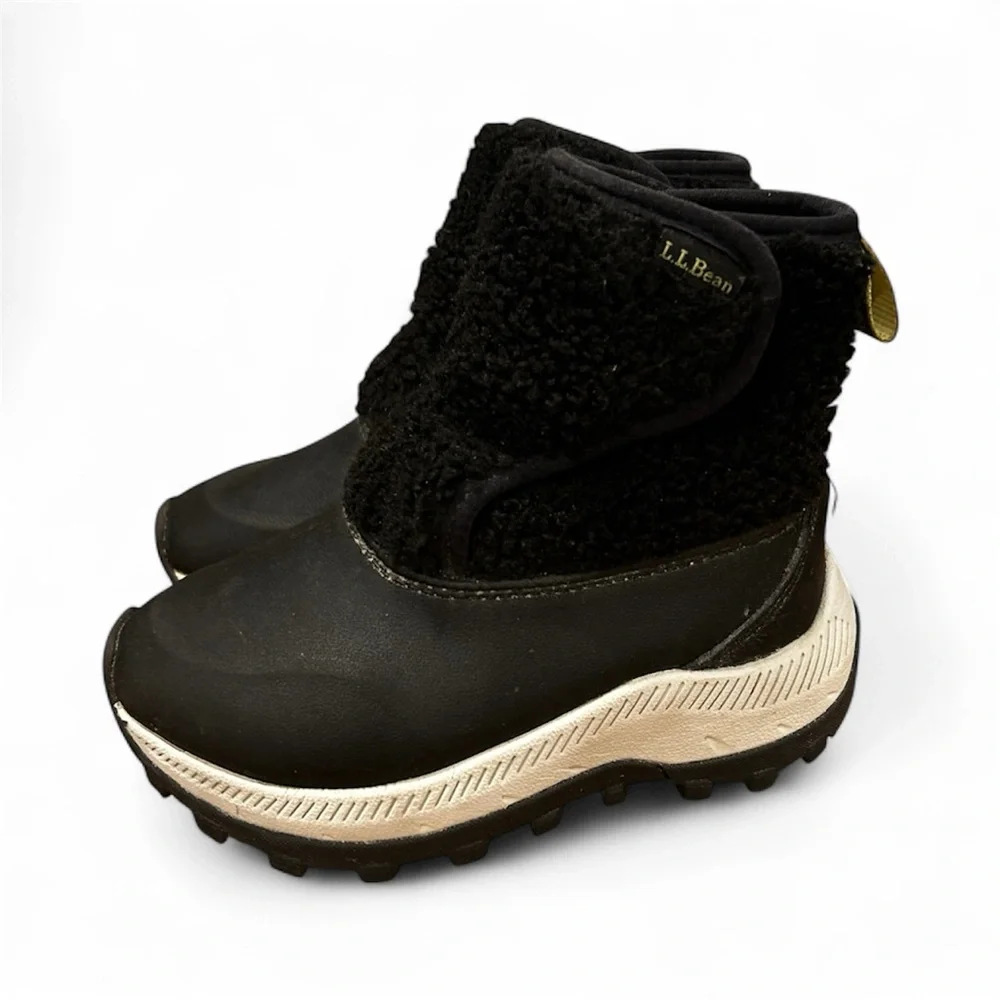 L.L.Bean Kids Velcro Sherpa Insulated Snow Boots Durable Water Repellent Sz 9 T